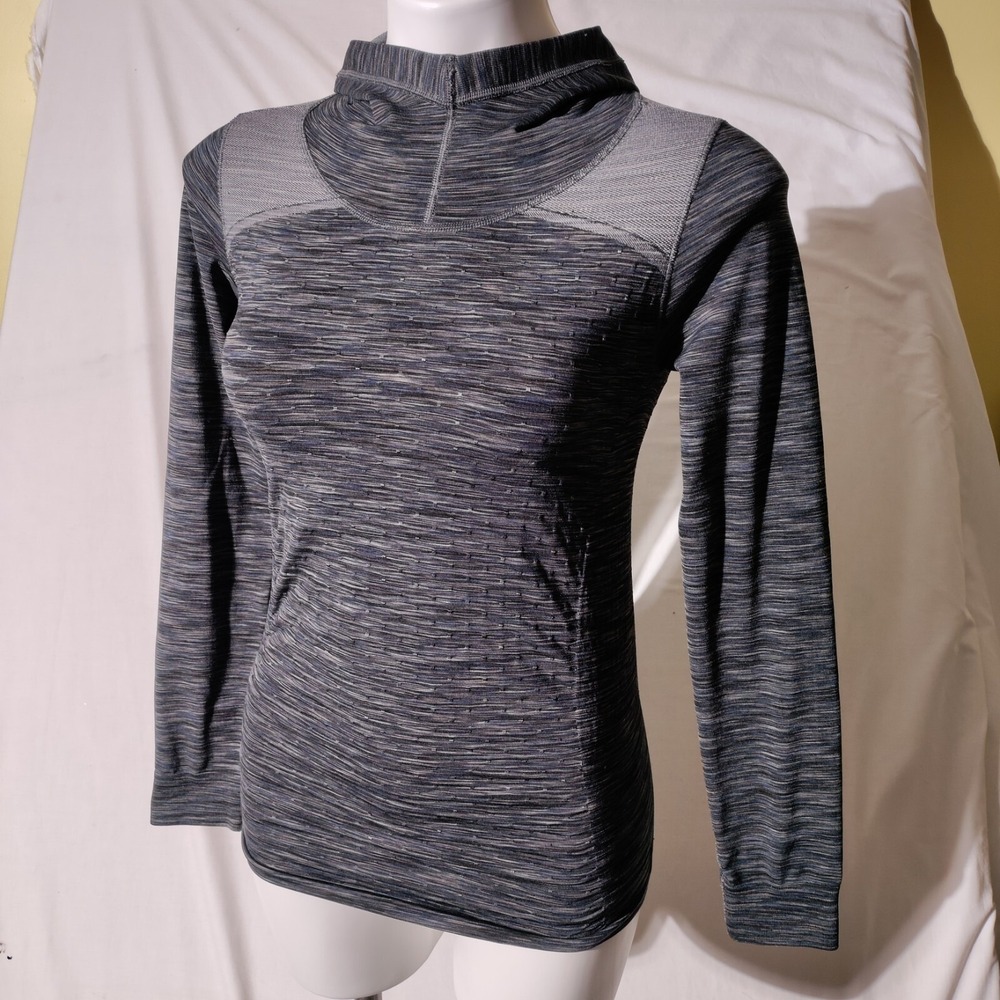 Athleta Sz Small Gray Space‎ Dye Radiance Fitted Long Sleeve Active Hoodie Top